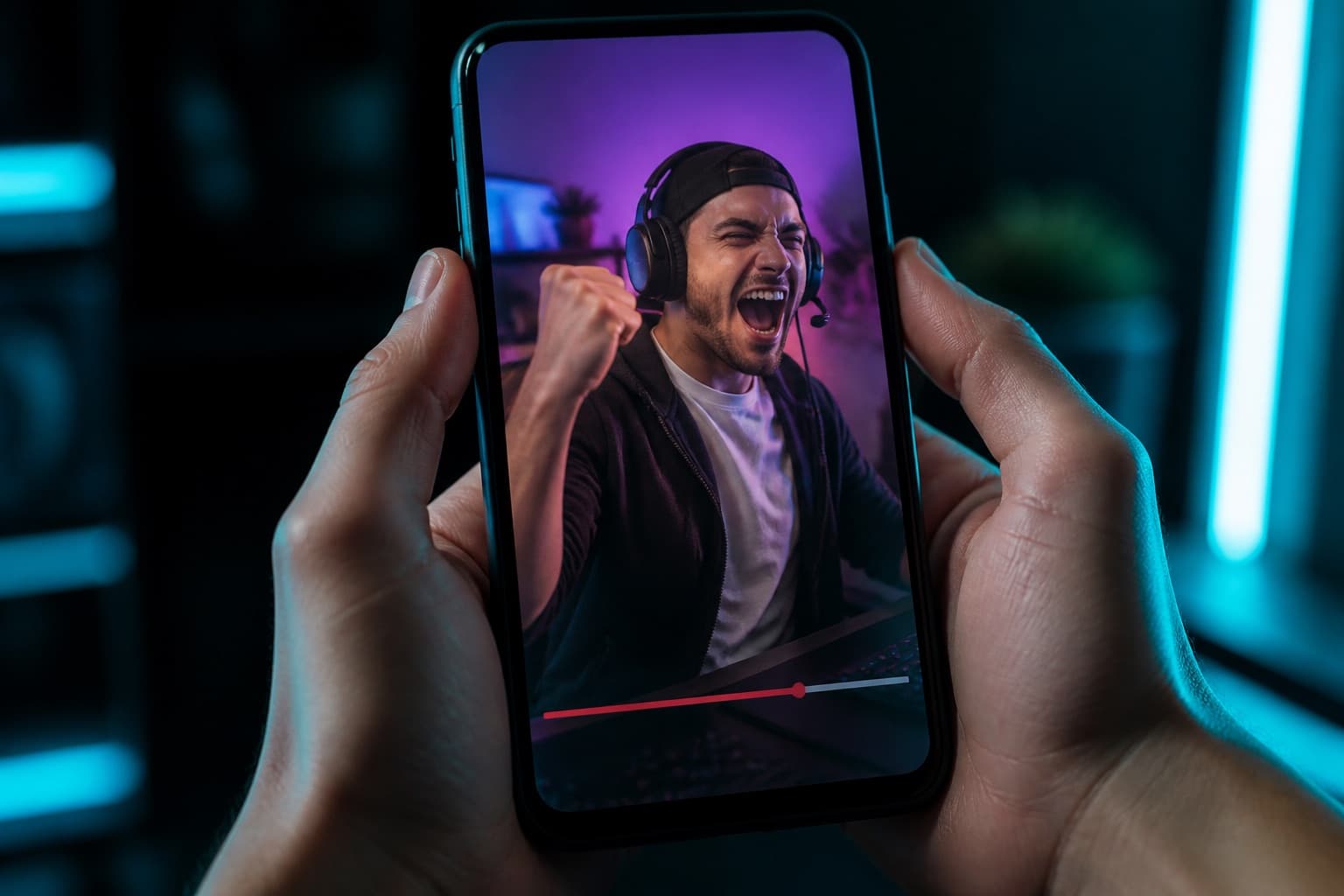 Phone playing a vertical clip